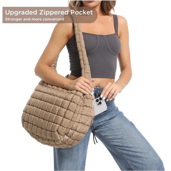 Large Puffer Quilted Tote Bag - Picture 2 of 5